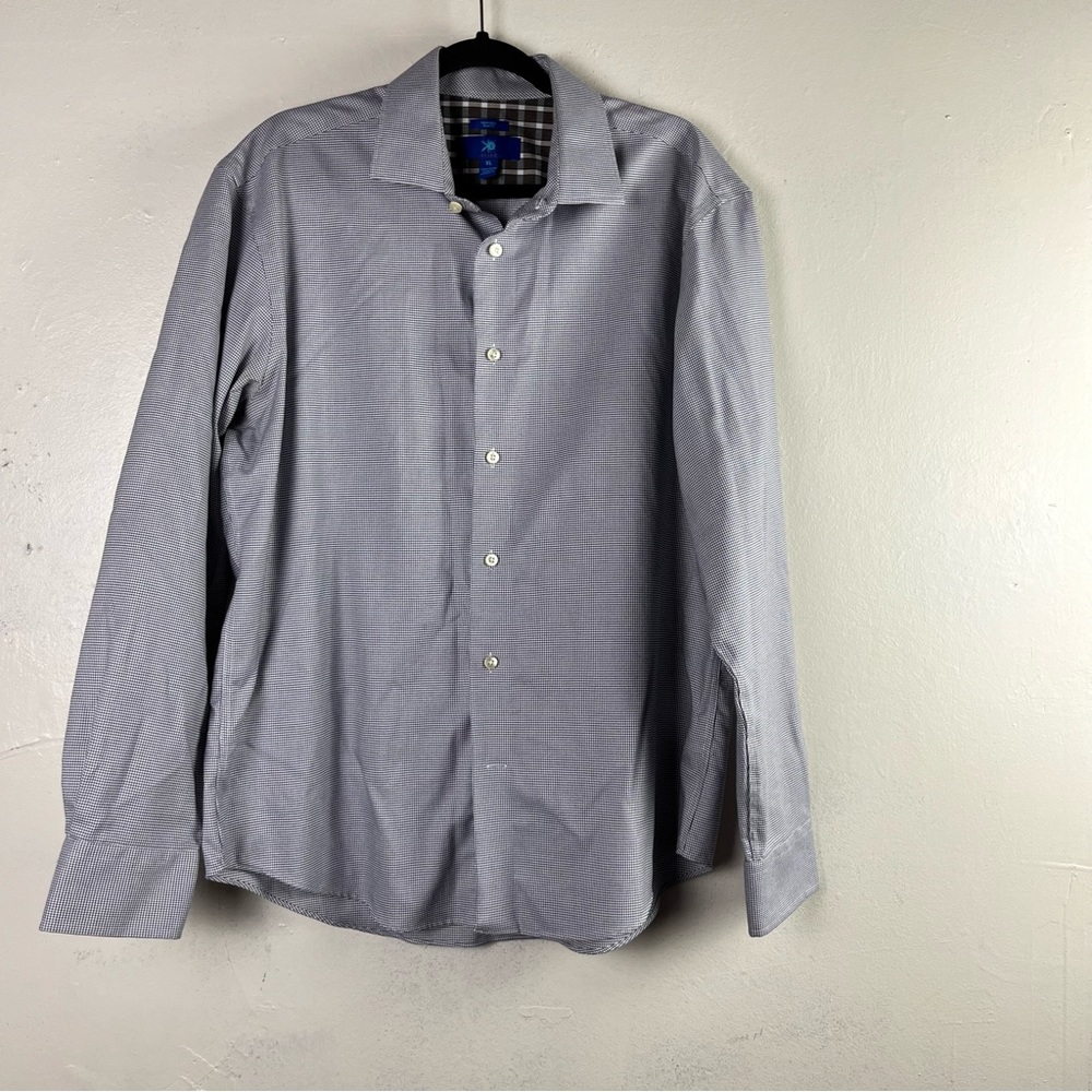 5/$30 Egara men long sleeve bottoms down blue white shirt size XL‎ non/iron